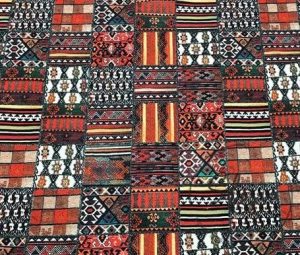 Anatolian Ethnic Rug Patterned Cushion and Curtain Fabric