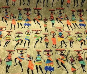 Antique Background African Women Pattern Authentic Fabric