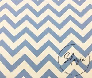 Baby Blue Zigzag Patterned Curtain and Sofa Fabric