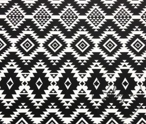 Black and White Ethnic Kilim Patterned Fabric