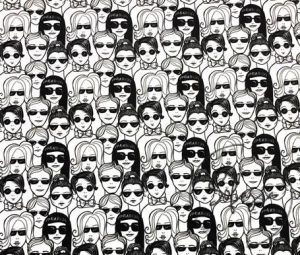 Black and White Smileys Patterned Fabric