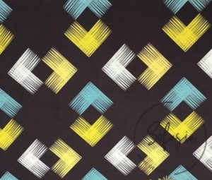 Black Background Green Yellow Ikat Fabric
