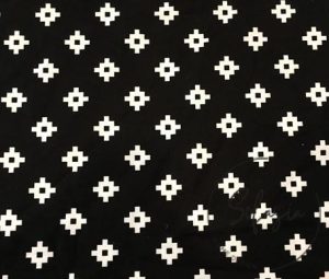 Black Background Small Mosaic Patterned Fabric