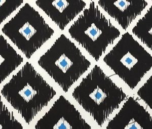 Black Blue Baklava Ikat Fabric