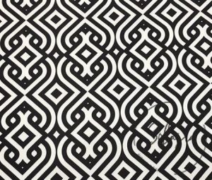 Black White Palace Geometric Fabric