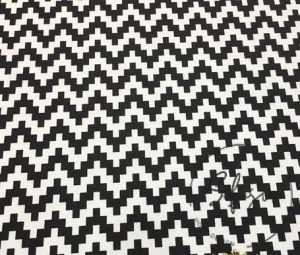 Black White Pixel Zigzag Fabric