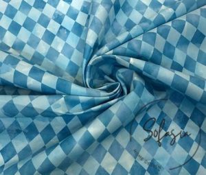 Blue Checkerboard Pattern Fabric