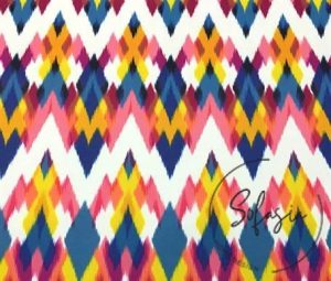 Blue Yellow Pink Ikat Fabric