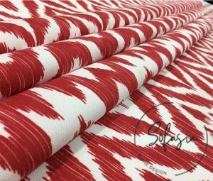 Burgundy Ikat Patterned Fabric