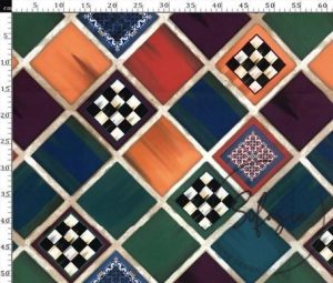 Colorful Oil Painting Squares Patterned Fabric