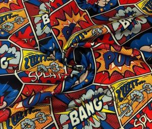 Comic Book Pop Art Patterned Drapery and Sofa Fabric