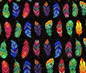 Ethnic Feathers Patterned Throw Pillow and Curtain Fabric