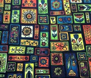 Framed Patchwork Ethnic Patterned Fabric