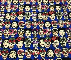 Frida Skull Pop Art Patterned Fabric