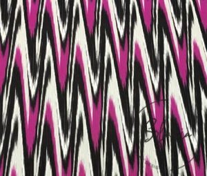 Fuchsia Black Zigzag Pattern Ikat Fabric