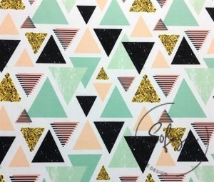Geometric Golden Triangles Pattern Fabric