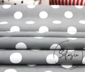 Gray Fabric with White Large Polka Dots (Curtain and Sofa Fabrics)