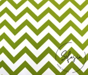 Green and White Zigzag Patterned Curtain and Sofa Fabric