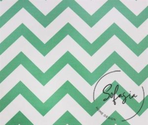 Green Color Mint Zigzag Patterned Curtain and Sofa Fabric