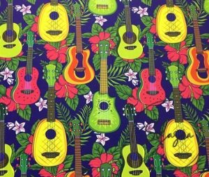 Guitar Patterned Drapery and Sofa Fabric
