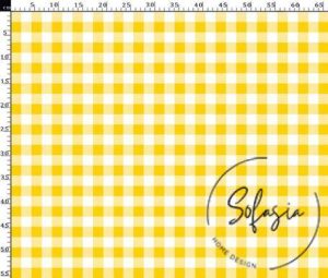 Lemon Small Gingham Patterned Fabric