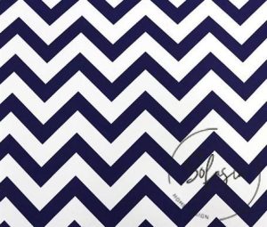 Navy Blue and White Zigzag Patterned Curtain and Sofa Fabric