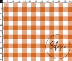 Orange Large Gingham Patterned Fabric