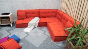 Orange Floor Couch Corner, Custom Size and Color Cushions 33-MB70