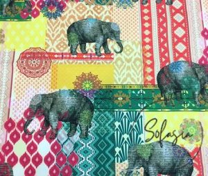 Patchwork Elephant Patterned Cover and Curtain Fabric