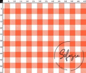 Peach Large Gingham Pattern Fabric