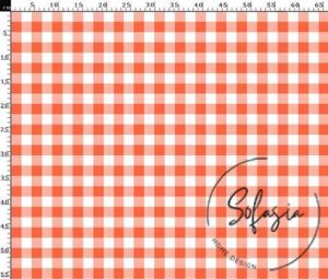 Peach Small Gingham Patterned Fabric