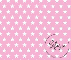 Pink Background White Star Pattern Fabric