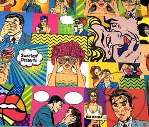 Pop Art Comics Patterned Fabric