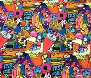 Pop Art Fast Food Patterned Fabric