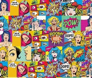 Pop Art Patterned Drapery and Sofa Fabric