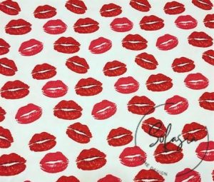 Red Lip Patterned Curtain and Sofa Fabric