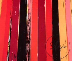 Red Orange Fuchsia Antique Striped Fabric