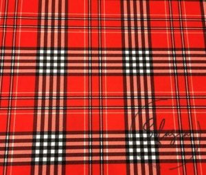 Red White Tartan Plaid Fabric