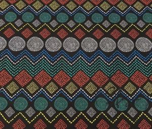 Round Zigzag Pattern Ethnic Fabric with Colorful Dots