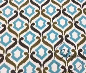 Turquoise Brown Ikat Fabric