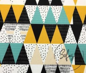 Turquoise Yellow Triangles Patterned Fabric