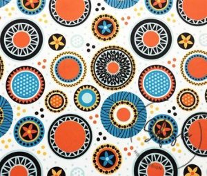 Vintage Floral Circles Pattern Fabric