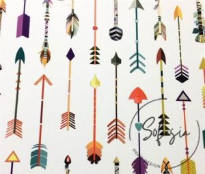 White Color Arrows Patterned Fabric