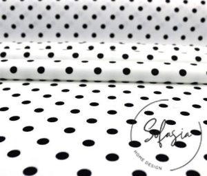 White Fabric with Black Small Polka Dots (Curtain and Sofa Fabrics)