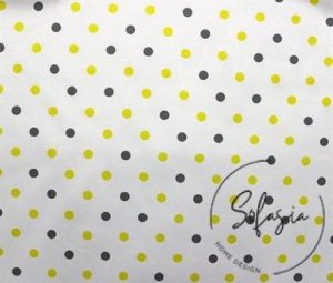White Fabric with Yellow Gray Small Poles