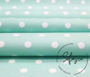 White Small Dot Mint Fabric (Curtain and Sofa Fabrics)