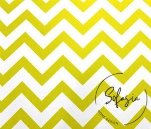 Yellow and White Zigzag Patterned Curtain and Sofa Fabric