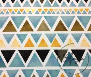 Yellow Blue Watercolor Triangles Patterned Fabric