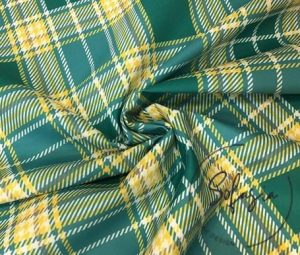 Yellow Green Checked Pattern Fabric