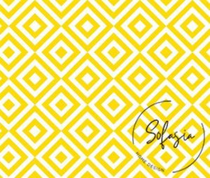 Yellow Interlocking Square Pattern Fabric